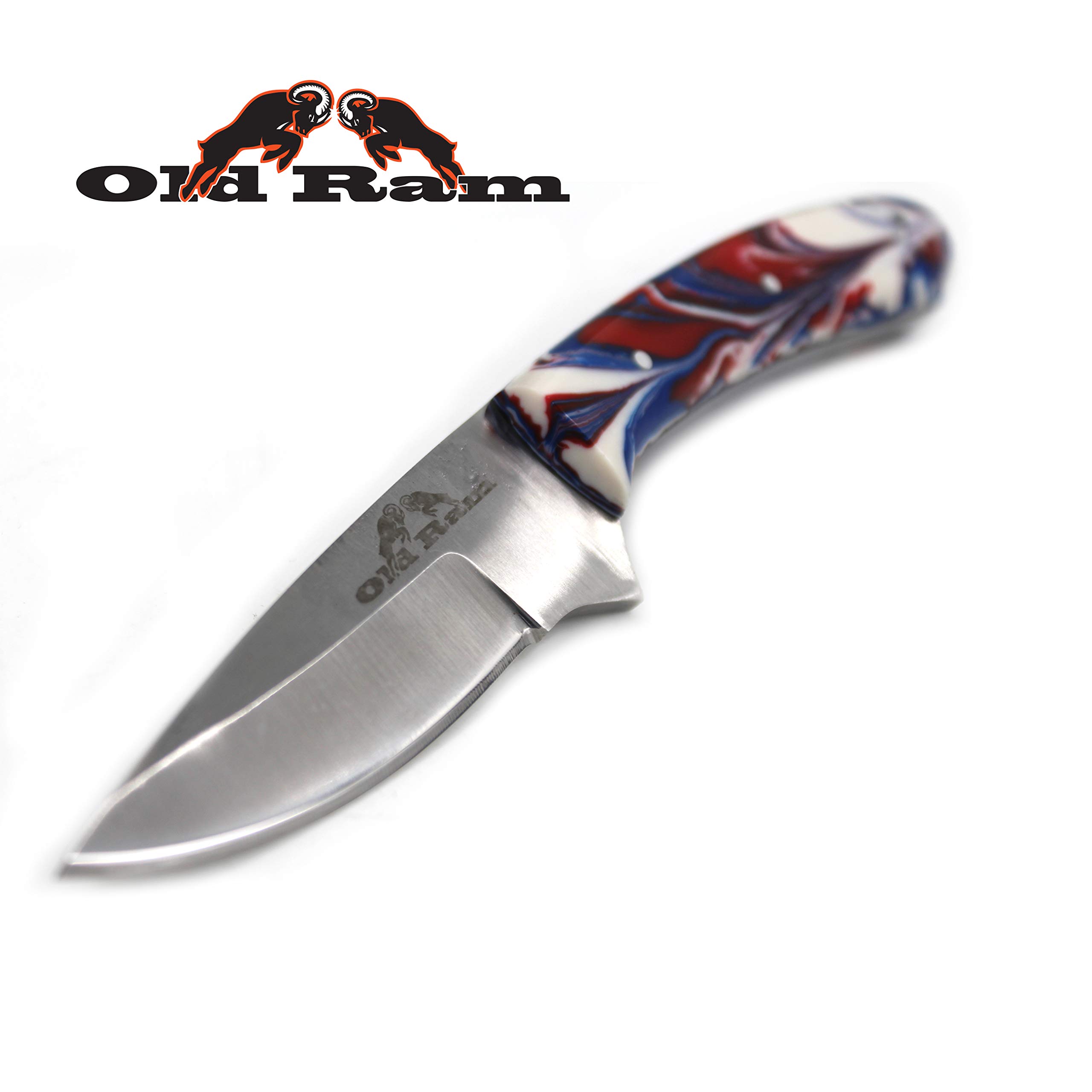 Old Ram Collection Sharp Heavy Duty Durable Fixed Blade Hunting Skinner Knife w/Leather Sheath (503BLP)