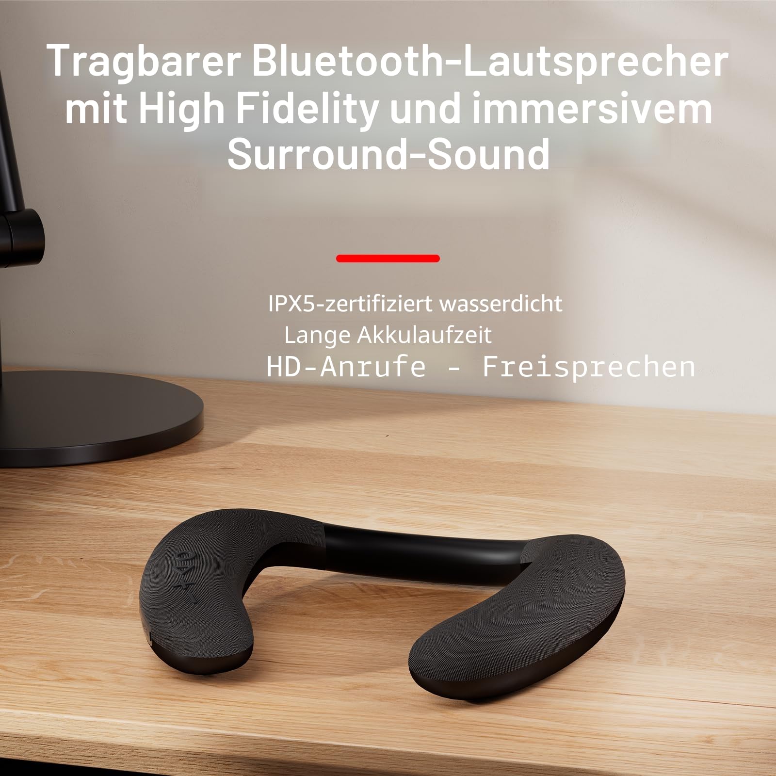 Smaloyd Bluetooth Lautsprecher Tragbarer, Wireless-Neckband-,Theater Stereo Surroud Ton, mit Mikrofon,Kabelloser für Sport im Freien,Mit Empfänger