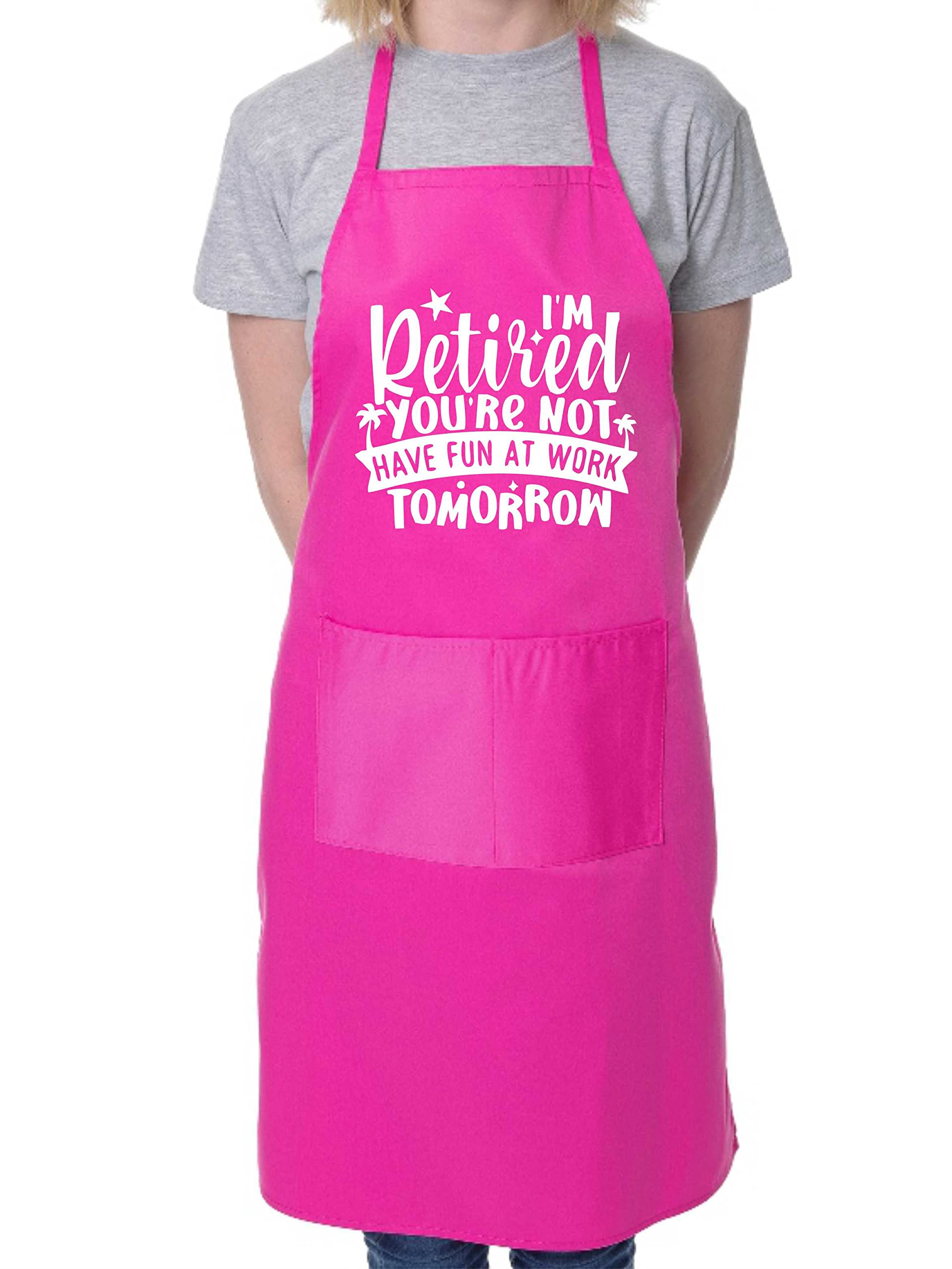 Print4U I'm Retired You're Not Funny Retirement Gift Apron Baking Cooking Pink