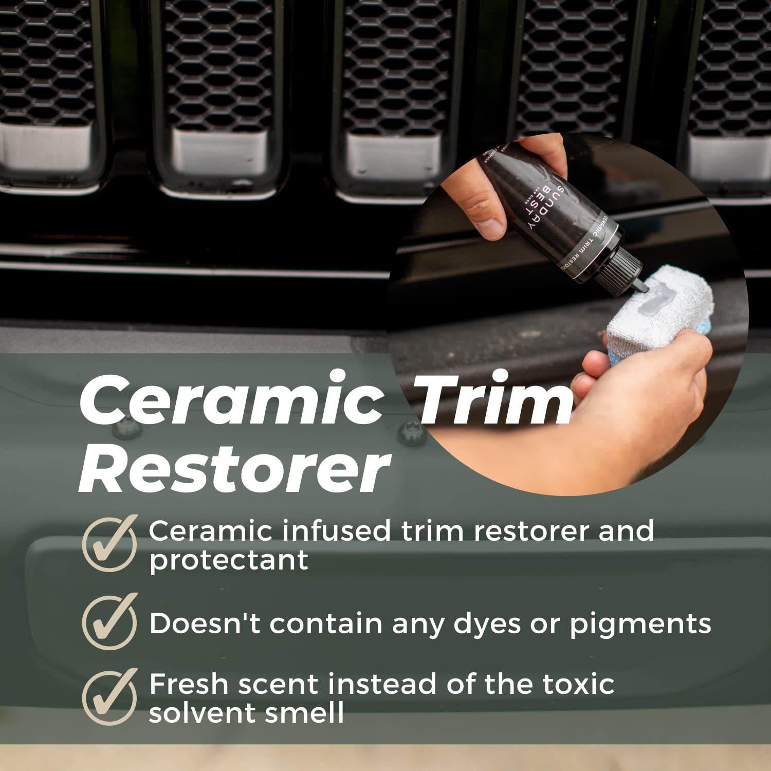 Sunday Best Car Care Ceramic Trim Restorer, Permanent Rubber, Plastic