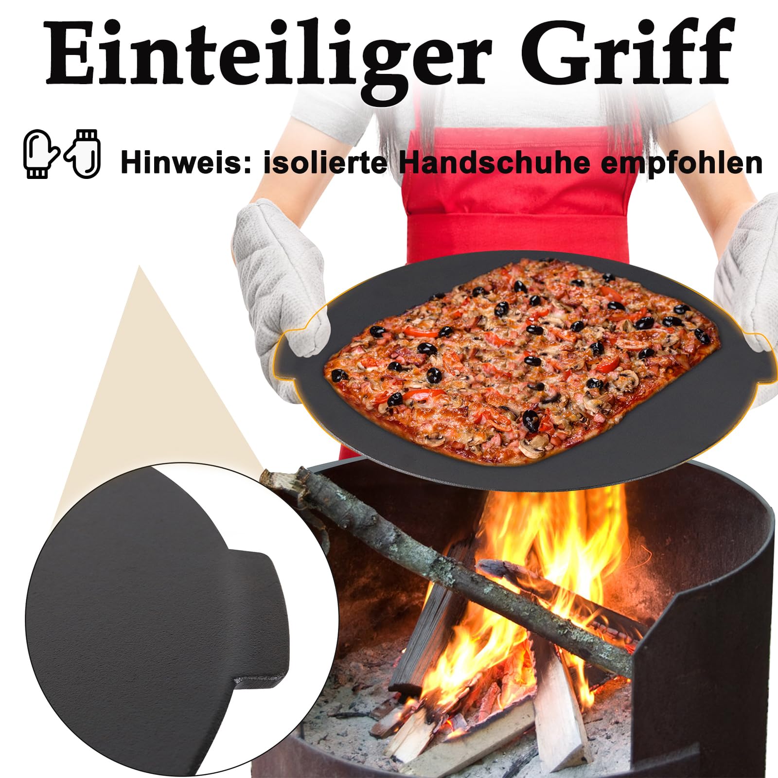 Aufun parrilla de hierro fundido con 3 patas parrilla parrilla accesorios redondo, soporte para horno holandés, Ø 45 cm parrilla para acampar, jardín, viajes