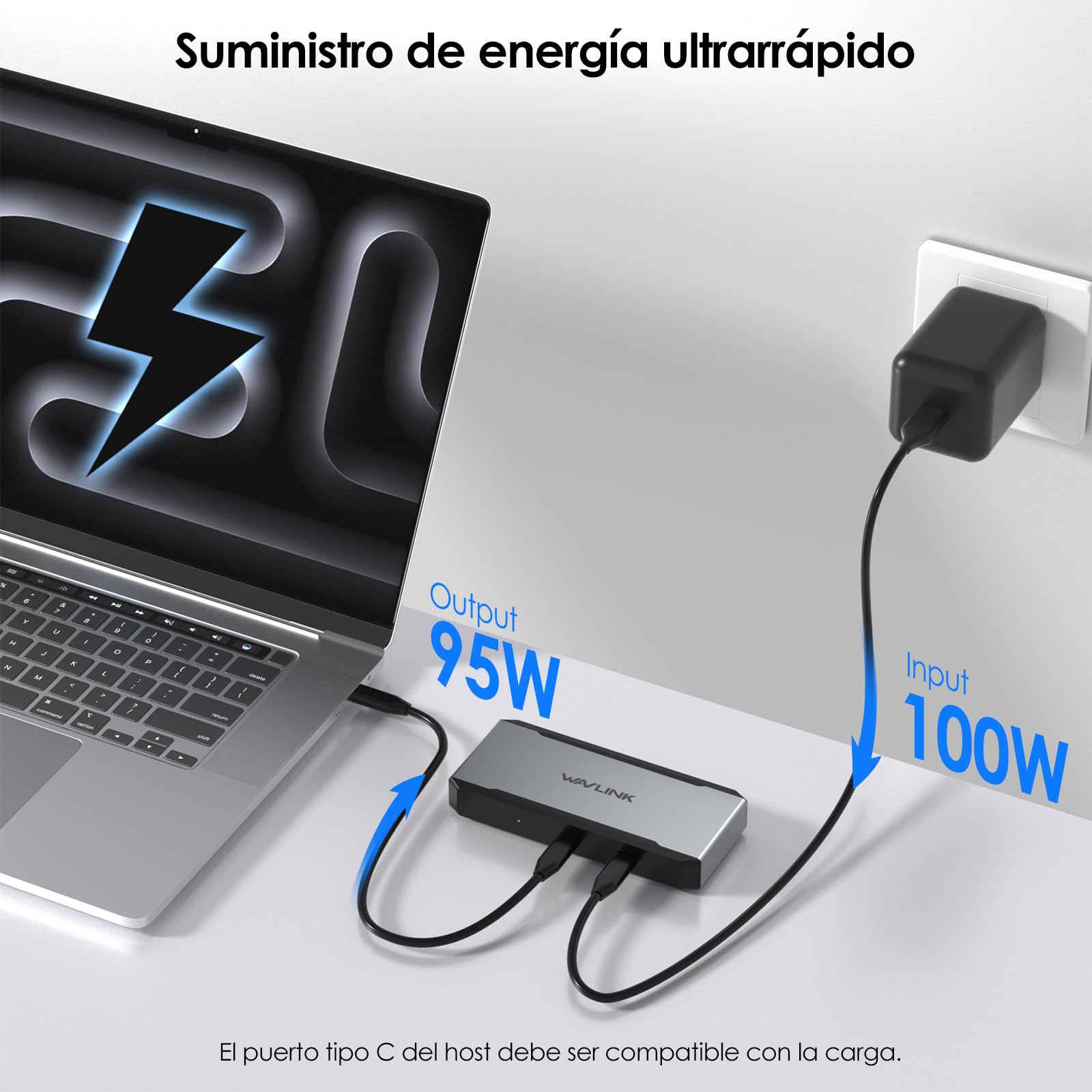 WAVLINK Estación de Acoplamiento USB C, Base para 4 monitores con Doble DP, Doble HDMI, Entrada PD de 100 W, Ethernet 5G, Solo para Sistemas Windows: se Requiere un Host USB 3.2