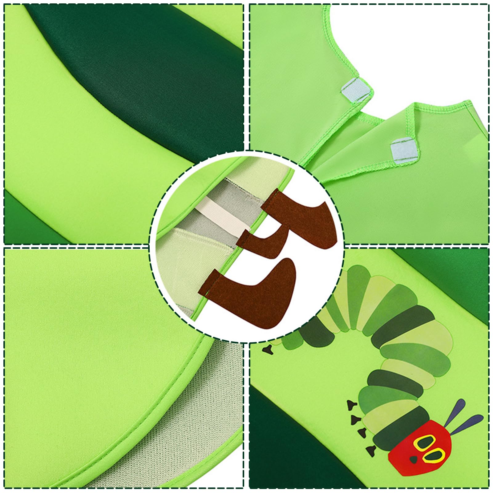 Maryparty Caterpillar Costume for World Book Day Costumes Novelty Insect Onesie Dress Up (M), Green - Image 3