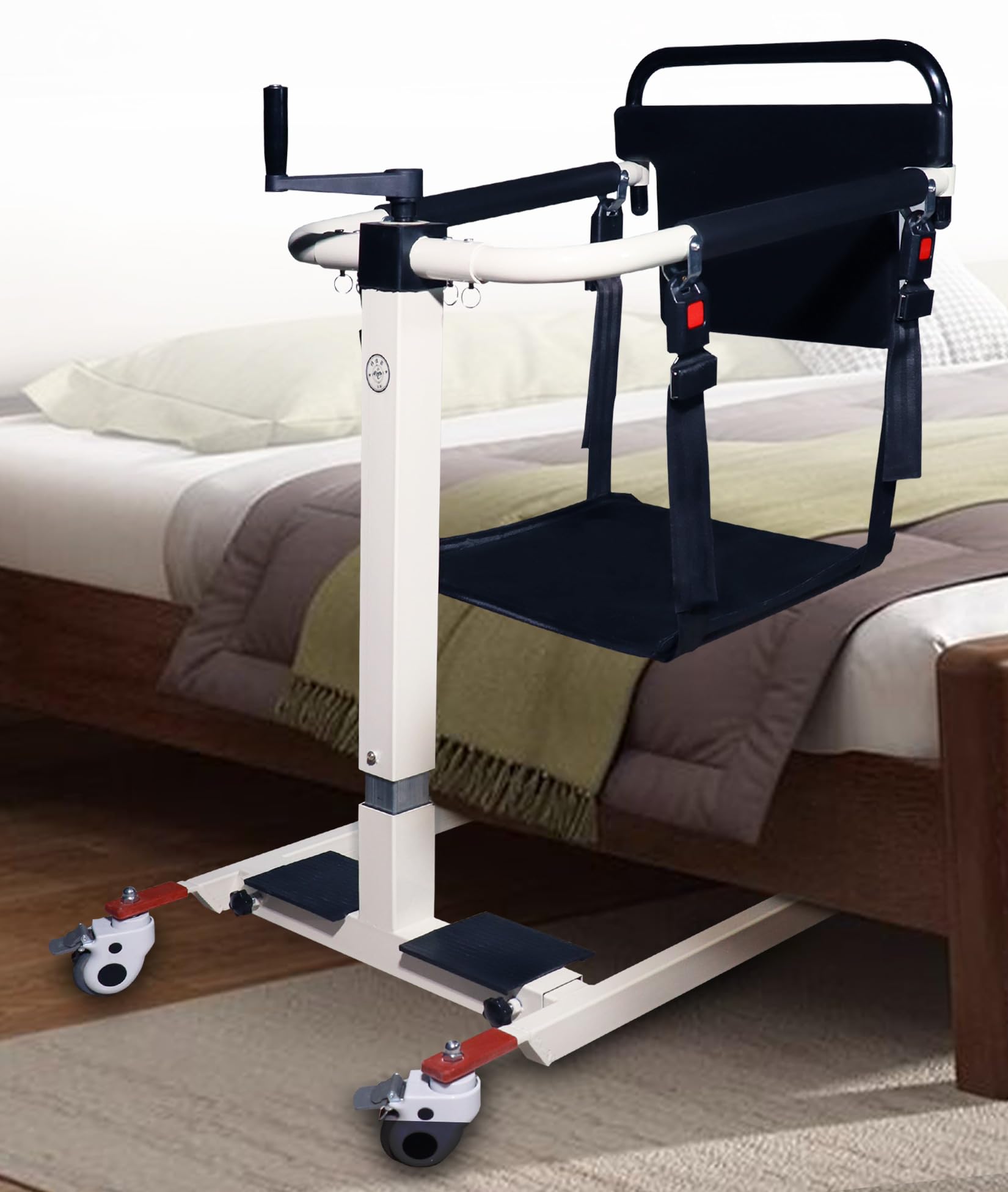 Silla de Transferencia con Grúa Portátil, Elevador de Pacientes Ligero para Hogar, Silla de Ruedas para traslado de Pacientes, Silla de Ducha para Ancianos, Elevador de Pacientes