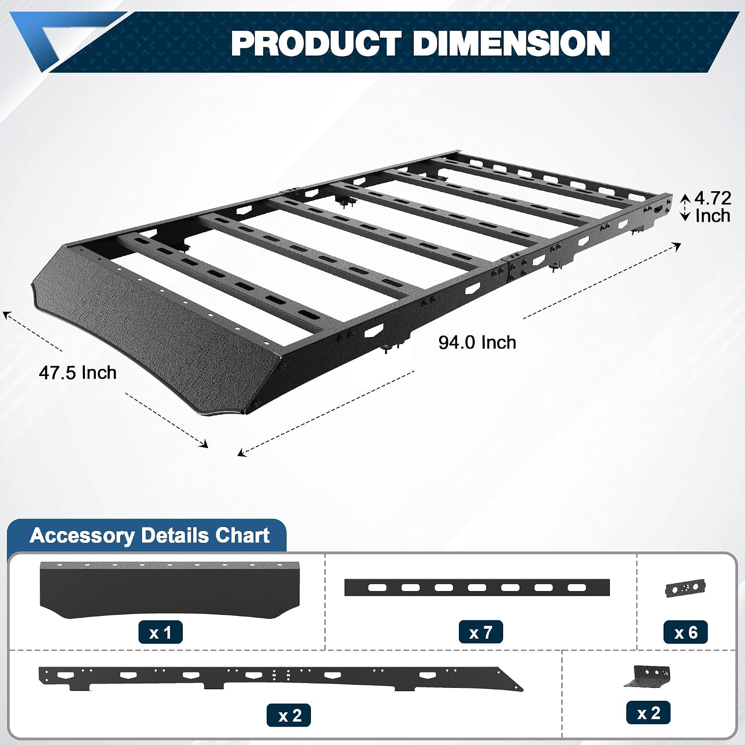 Roof Rack for 2024-2025 Toyota Land Cruiser Prado LC250, Full Platform Roof Rack, Heavy Duty Steel Rooftop Cargo Rack, Overland Style, No-Drill Bolt-On, 800 LB Capacity