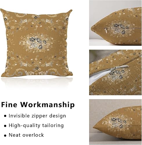 Miniatura 3 de eshabear Juego de 2 fundas de almohada de 18 x 18 pulgadas, fundas de almohada tradicionales europeas con patrón floral étnico persa para sofá,