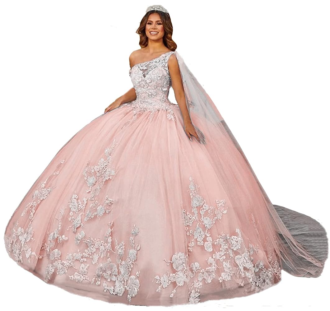 TSxuelian Women's One Shoulder Sweet 16 Quinceanera Dresses