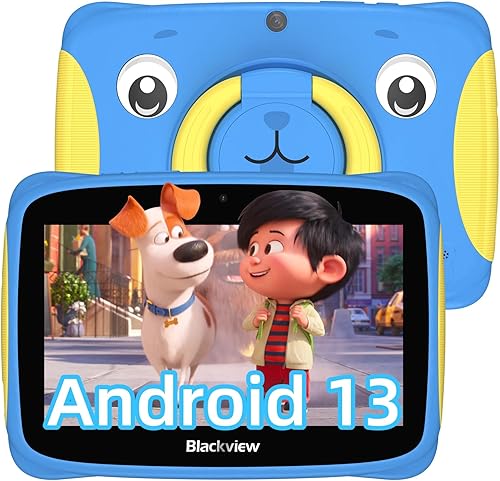 Blackview Android 13 Kids Tablet Tab 3 Kids Tablet para niños de 3 a 9 años, 4 GB+32 GBTF 1 TB 3280 mAh, tabletas WiFi HD de 7 pulgadas para niños,