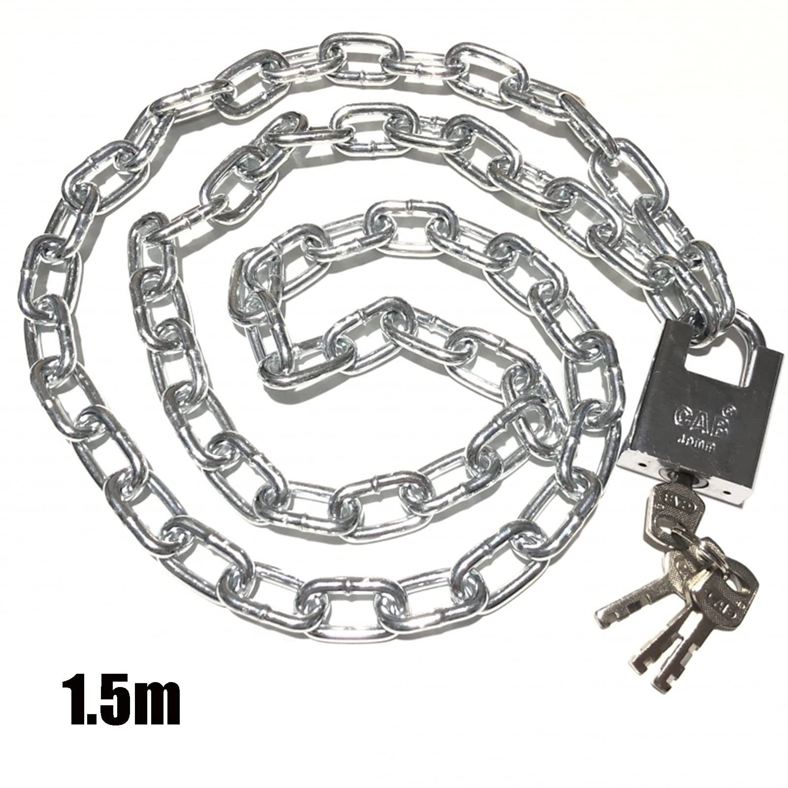 Lucchetto a catena for bicicletta, lunghezza 0,5 m-5 m antifurto di sicurezza in acciaio, anti-taglio e anti-scasso(1.5m)