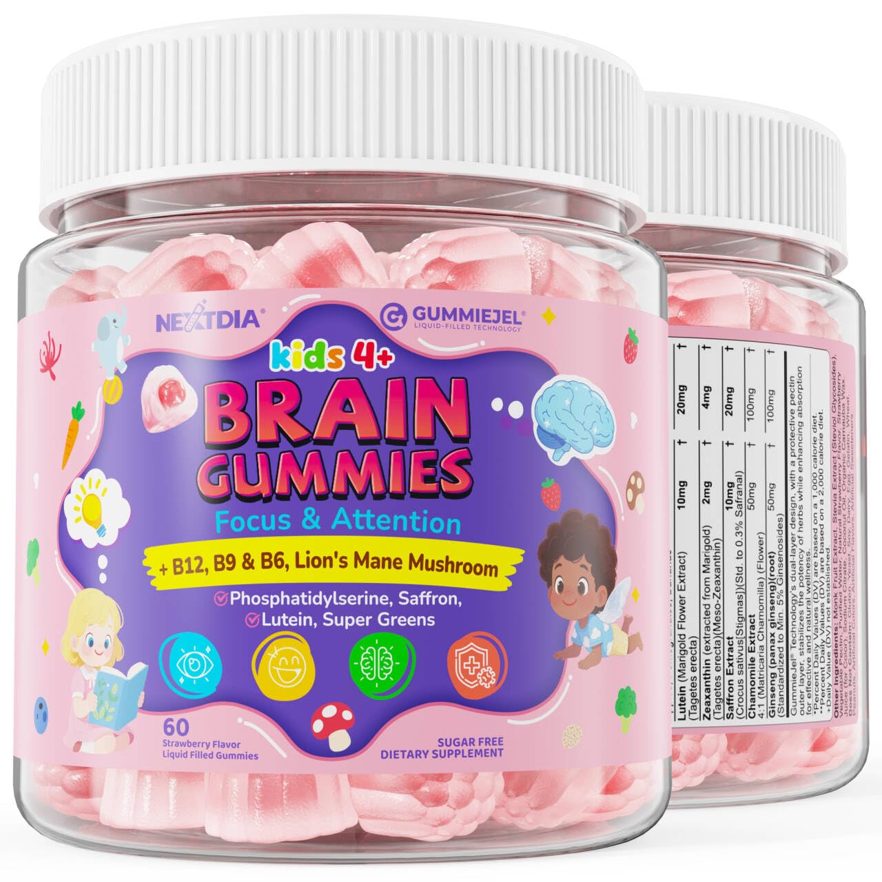 Kids Brain Gummies, Focus Supplement w/Lions Mane Mushroom, Brain Vitamins — Amazon image 9