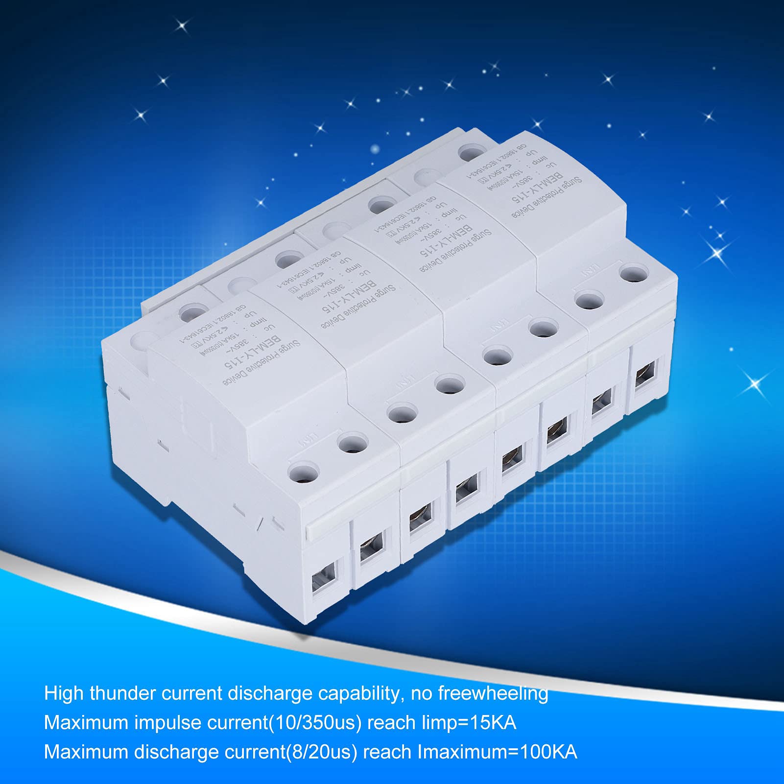 Generic Dispositif de Protection Contre Les Surtensions 15KA, Parafoudre Haute Performance pour Usage Résidentiel, 220V/385V, Matériau en Nylon Ignifuge