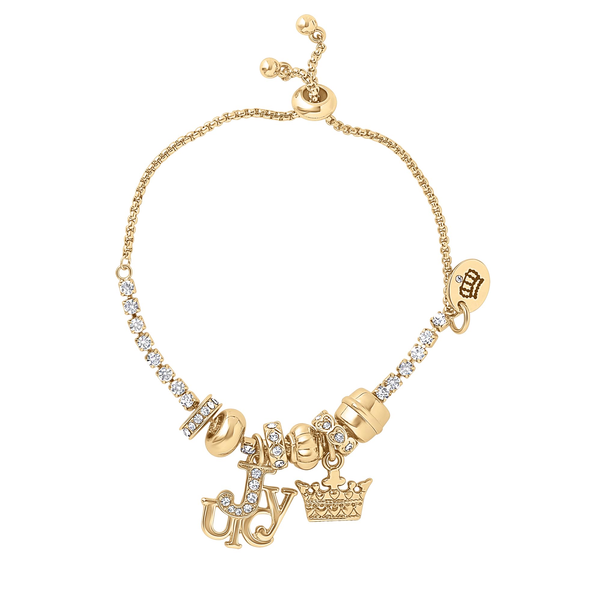 Juicy Couture Adjustable Tennis Bracelets for Women 7 Charms, Gold-Tone