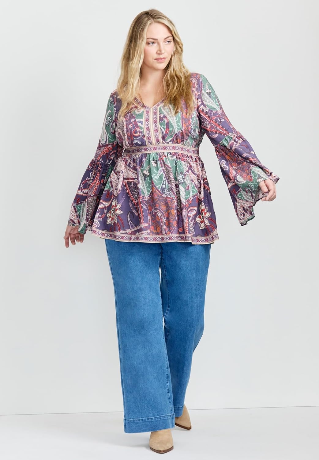 Avenue Women's Plus Size Arlo Bell Sleeve Tunic - Image 3