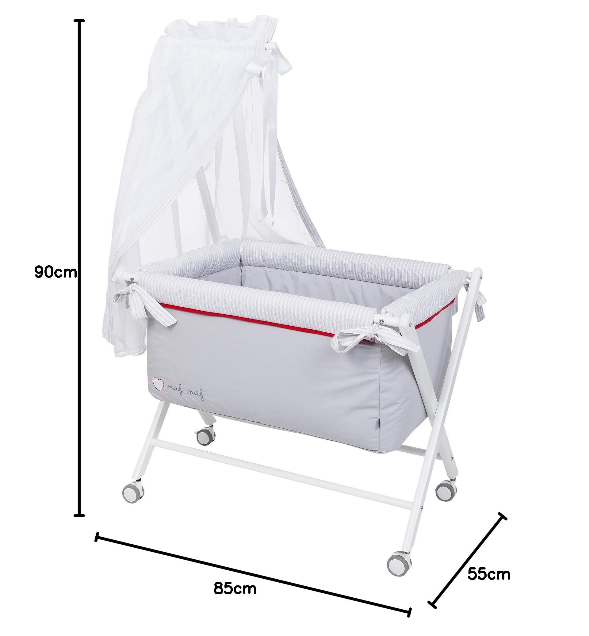 Naf Naf 31252, Mini culla + tessuto e velo Rabbit, colore rosso, 55 x 72 x 90, 8000 g