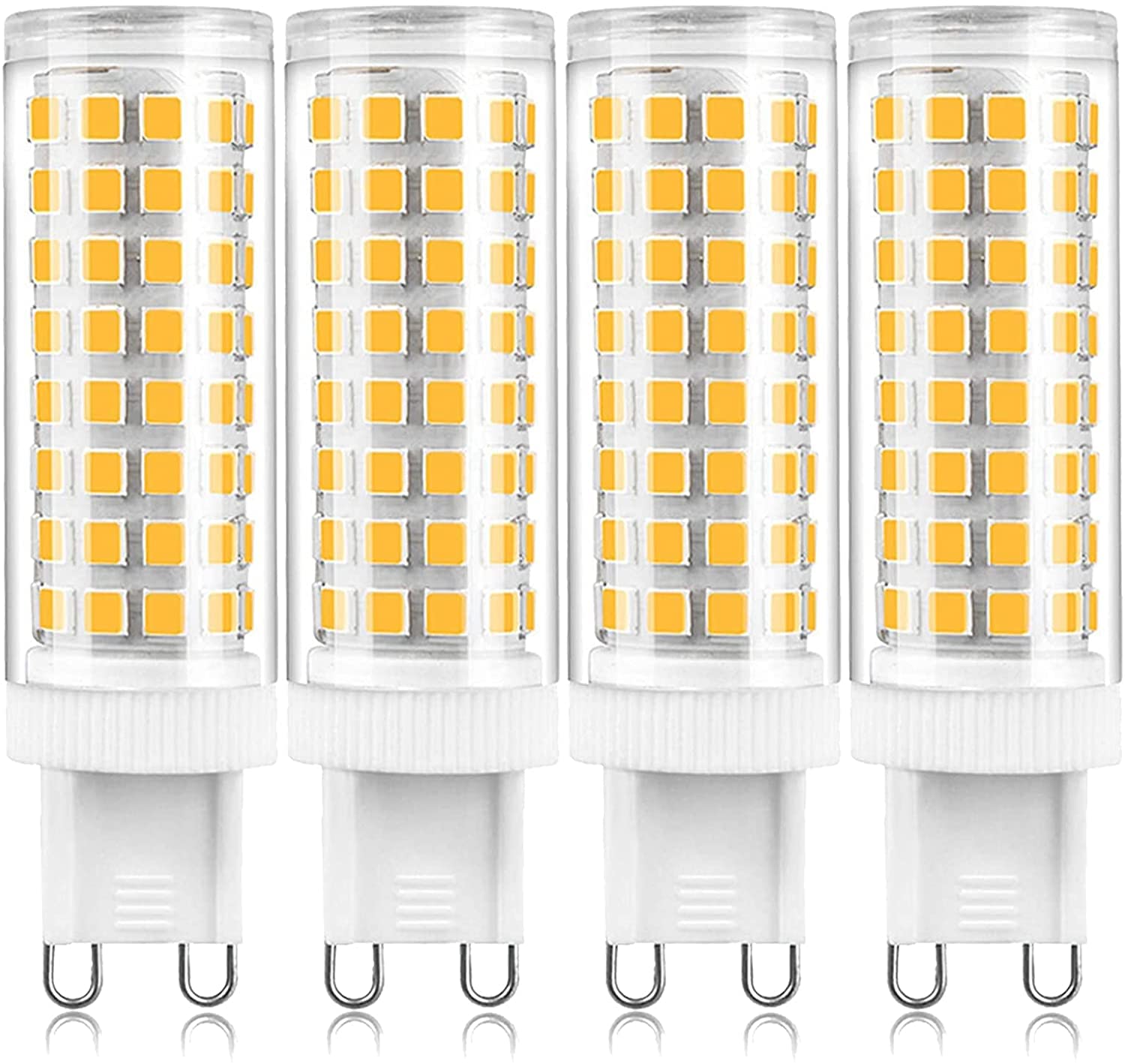 G9 LED Light Bulbs, 1000LM G9 Led Bulb 10W Equivalent to 80W Halogen Bulbs, Non Dimmable AC 220V No Flicker, 360° Beam Angle G9 LED Lamp for Ceiling Lights,Warm White,4 Pack