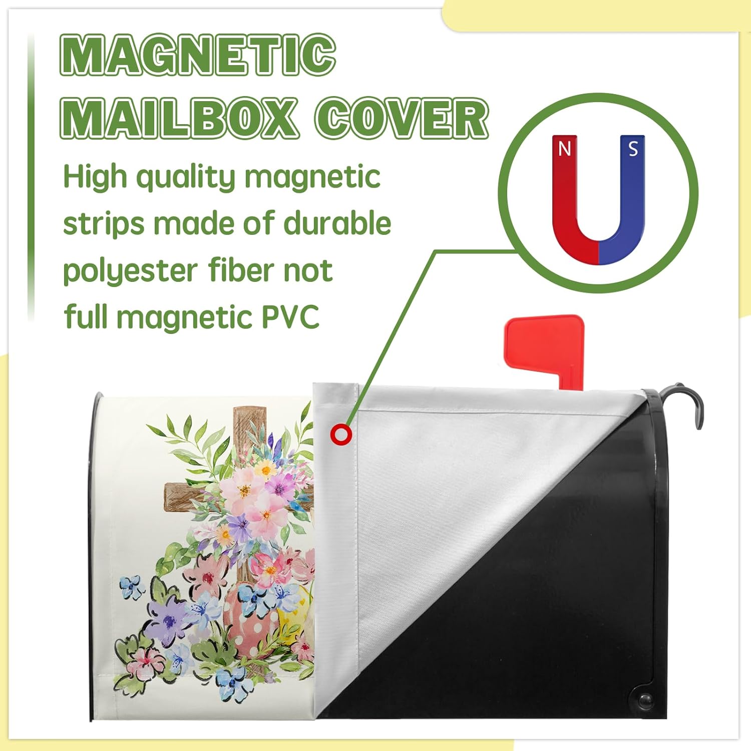 Easter Mailbox Cover Magnetic Rabbit Mailbox Covers Standard Size Spring Flower Decorative Mailboxes for Outside Garden Yard 21x18 inch