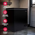FRIGIDAIRE EFRF5003-BLACK Chest Deep Freezer-Garage-Ready, 5.0 Cu. Ft. Capacity, Black-Adjustable Thermostat-Removable Vinyl Coated Wire Basket-Easy Defrost Drain