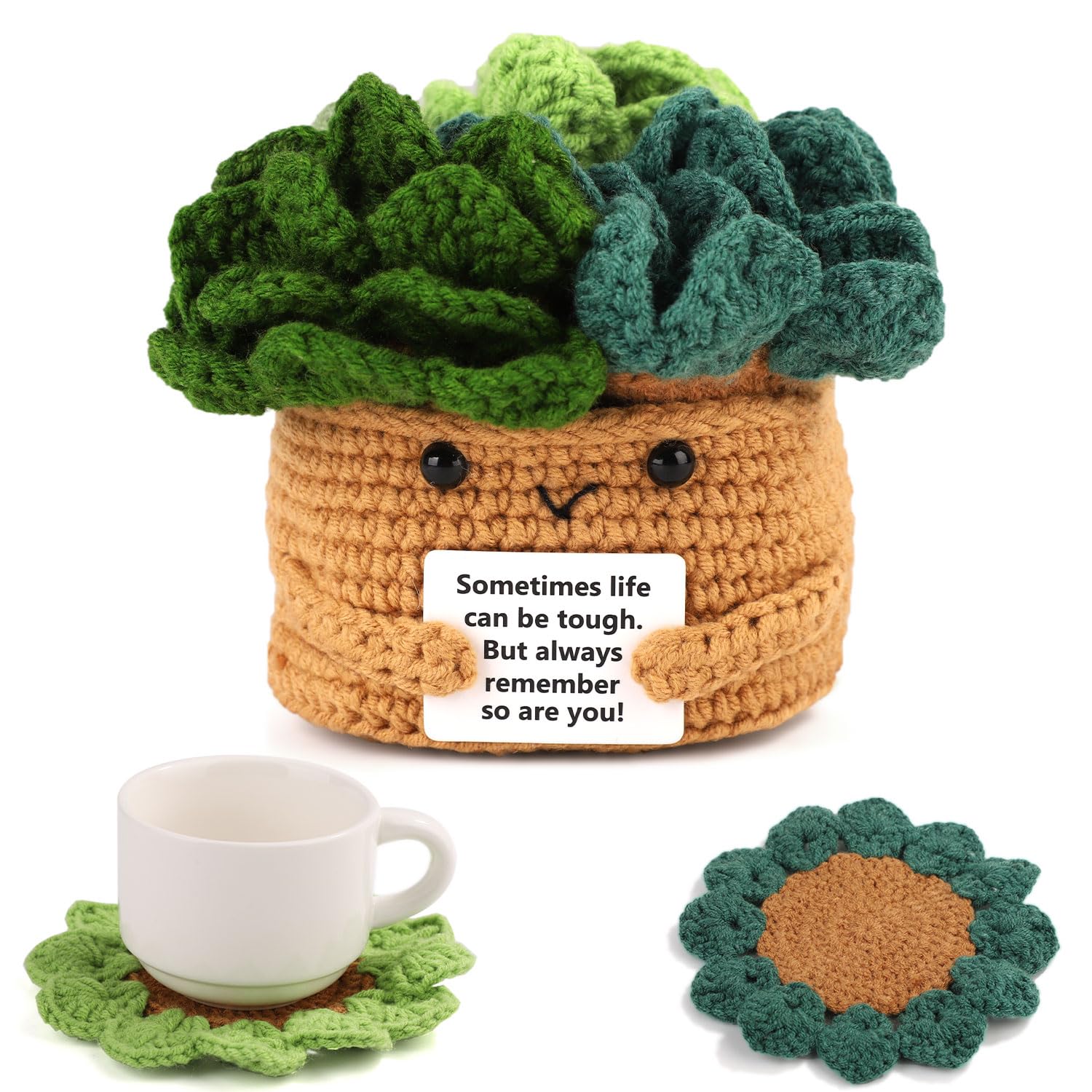 Amazon.com: lasuroa Positive Flower Pot, Coasters Crochet Flower