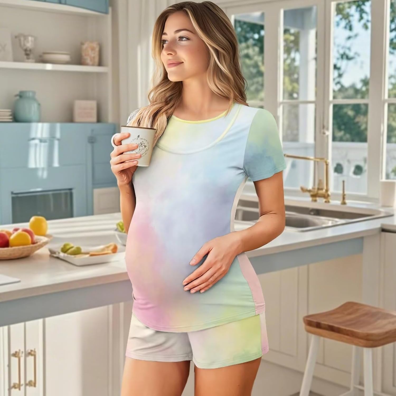 Women's Maternity Nursing Pajama Sets Comfy Breastfeeding Sleepwear Double Layer Postpartum Pjs