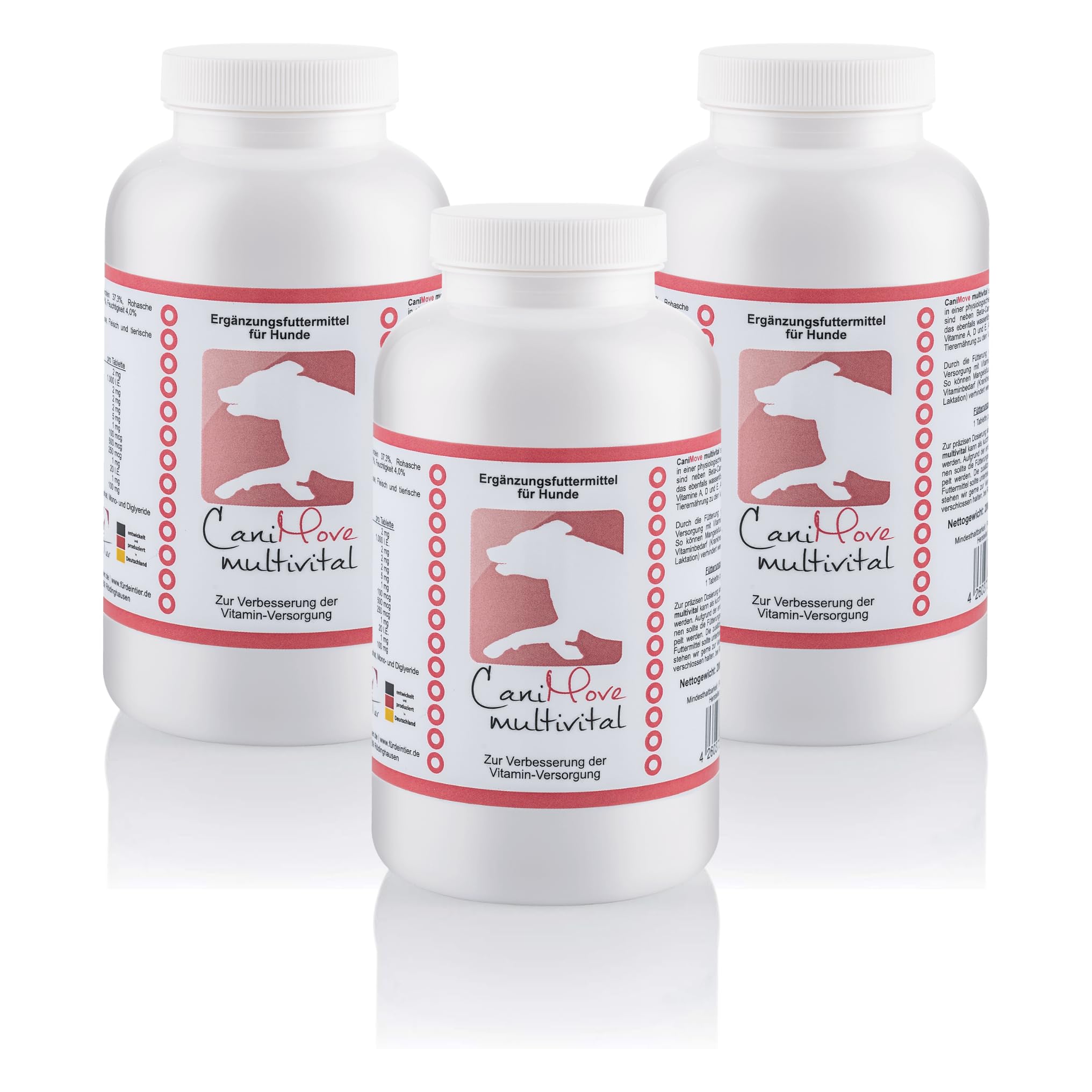 Dreierpack | multivital (1 x 100 Tabletten) - Zur Unterstützung des Vitaminhaushalts | Mit B-Komplex, A, C, D3, E und Taurin | Multivitamine für Barf, OPs, Aufbau, Laktation, Sport und mehr