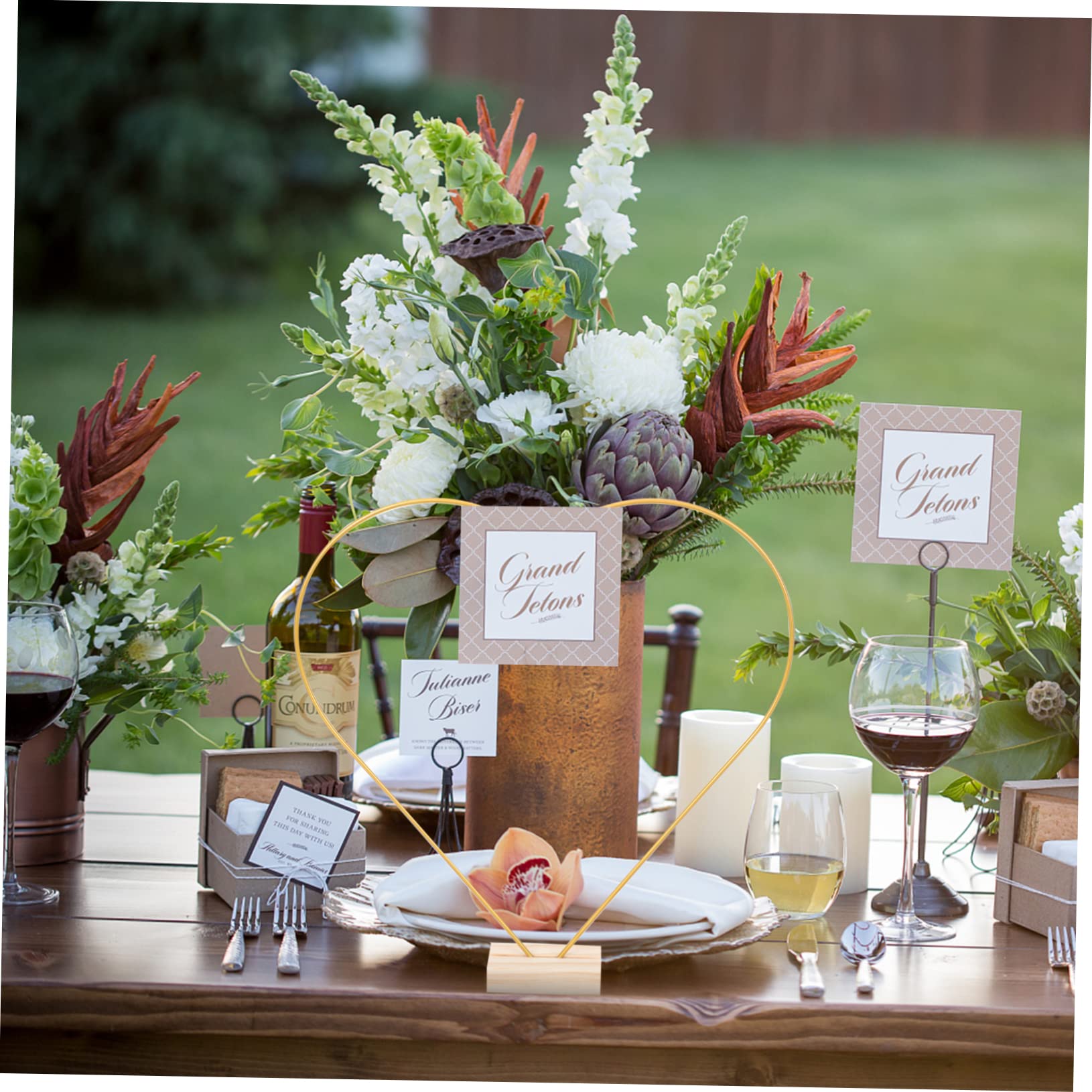 Garneck 12 Inch Heart Wire Wreath Forms - Metal Floral Hoop Centerpiece for DIY Crafts - Wedding Decor and Table Settings for Floral Arrangements and Home Decor