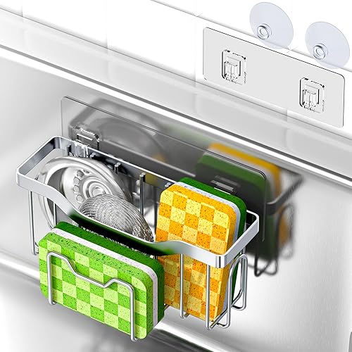 Utobao Soporte de esponja para fregadero de cocina organizador de fregadero de cocina para jabón de platos tapón de fregadero en cesta de fregadero