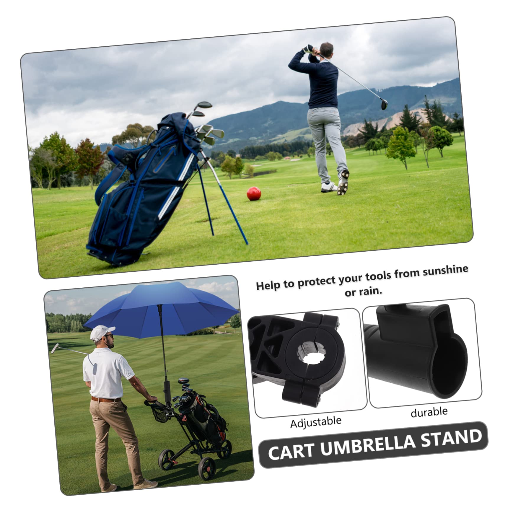 UPKOCH Regenschirmhalter für Golftrolleys Verstellbare Klemme Kunststoff Abnehmbar Winkel Anpassbar für Fahrradwagen und Kinderwagen