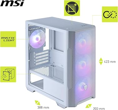 Msi Mag Forge M100r White Tempered Glass 3x120mm 1x120mm Argb Fan Matx Gaming Computer Case
