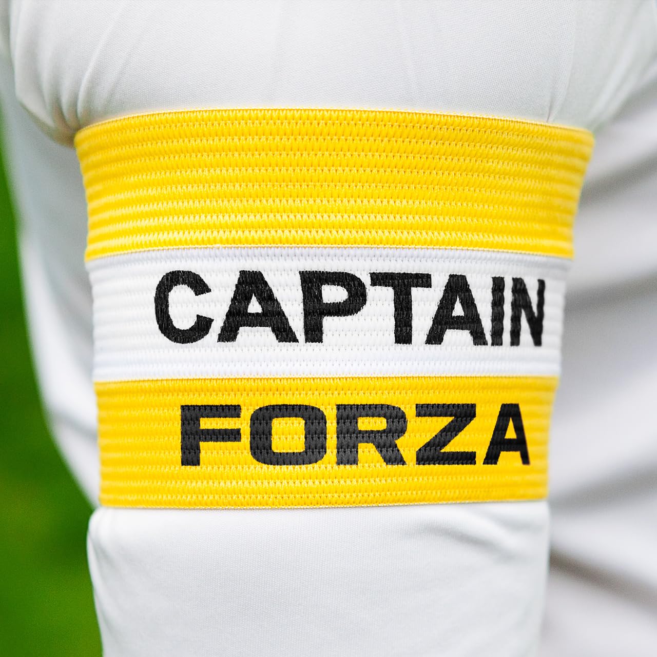 FORZA Captains Armbands – Adult & Junior Elastic Sport Arm Band for Football, Rugby & More [7 Colour Options] (Yellow, Senior)