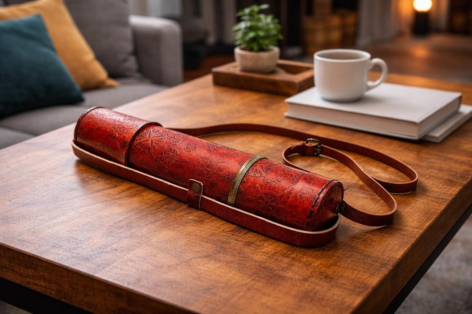 Marine Brass Telescope 18'' Replica Spyglass Nautical Handheld Collectible Functional Vintage Handcrafted Pirate with Imprinted Leather Telescope