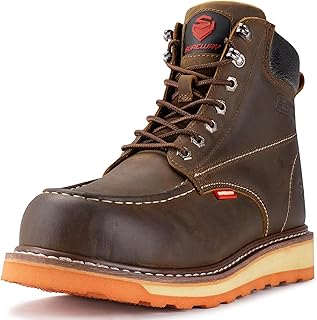 6" Men's Heavy Duty Wedge Moc Toe Work Boots Work Boots/Shoes for Men Soft Toe,Goodyear Welt Comfortable Durable Construction Boot,Superior Oil/Heat/Slip-Resistant,Thicker Leather,EH Safety botas de trabajo para hombre