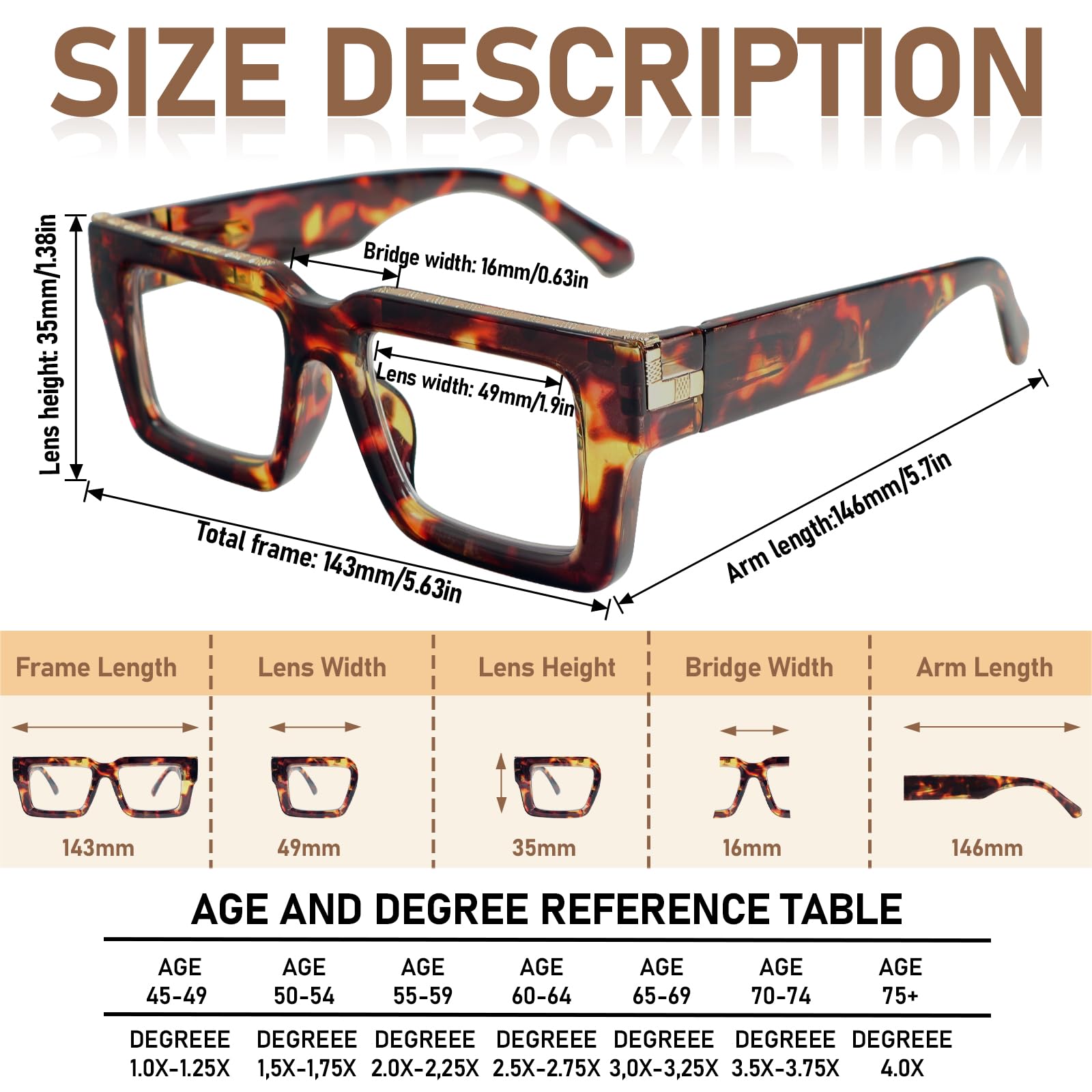 MMOWW 3-Pack Oversized Reading Glasses Square Frame for Women Men Blue Light Blocking Computer Readers (3 Mix Color, +1.0) - Image 4