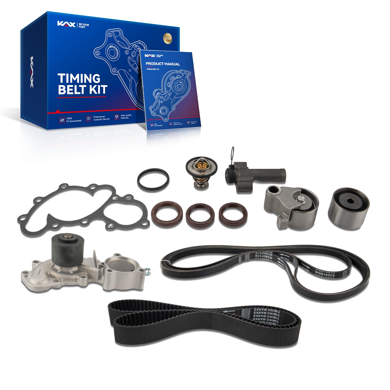KAX Timing Belt Kit with Water Pump Compatible with Toyota Tacoma 1995-2004, 4Runner 1996-2002, Tundra 2000-2004, T100 1995-1998 3.4L V6 Engine, OE# 13568-69095/YZZ03/13503-62040/13505-62070-image-37