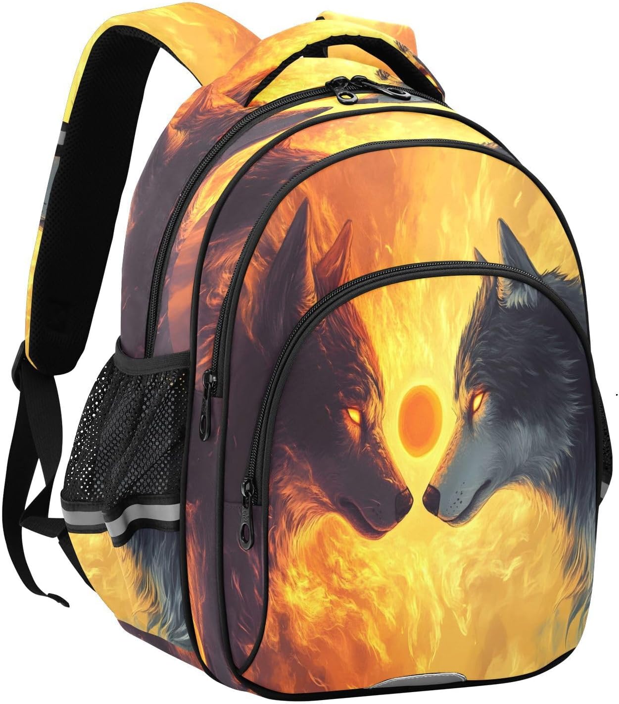 ALAZA Sun Moon Wolf Large Backpacks Travel Laptop Daypack School Book Bag for Men Women Teens Kids