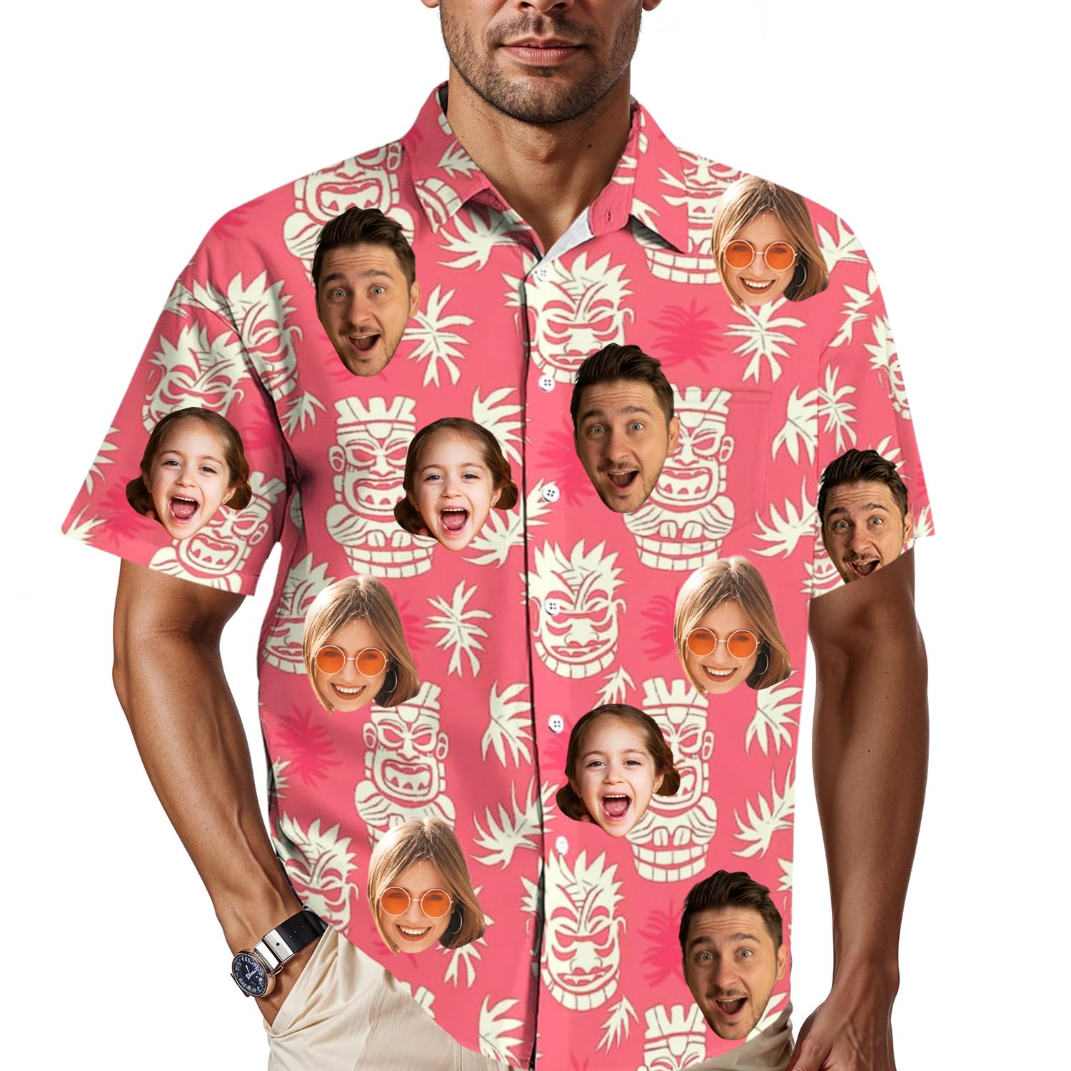 Custom Personalized Hawaiian Shirts with face for Men Women Funny Hawaiian Shirts Short Sleeve Button Up Shirts with Photo