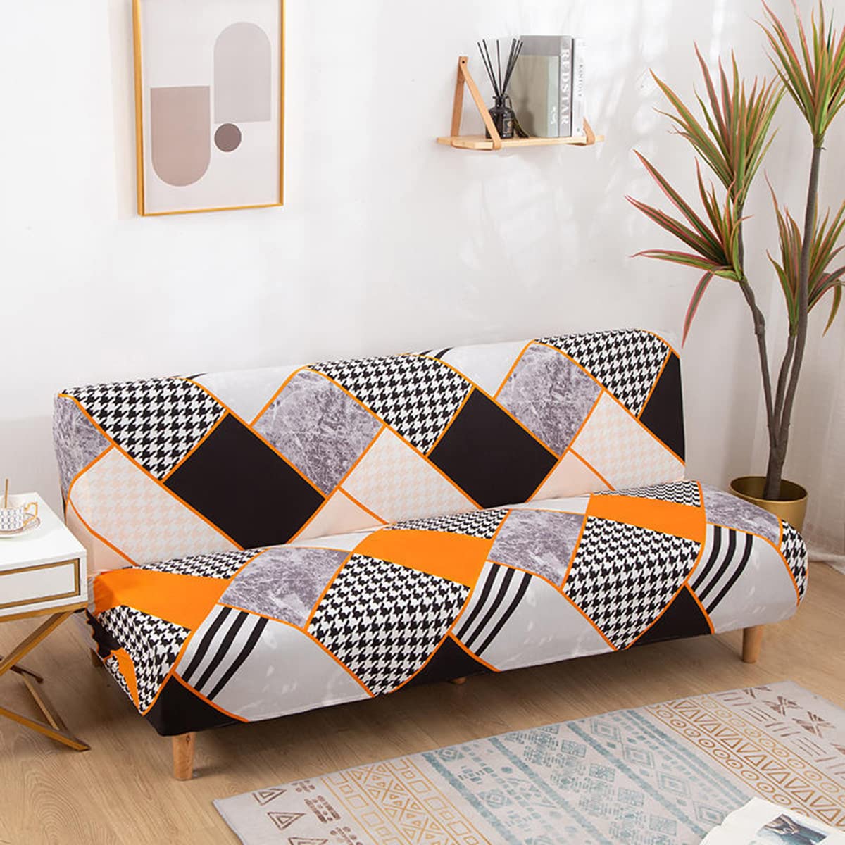 Housse de futon extensible anti-glisse pour canapé pliable et clic-clac 1125-155cm
