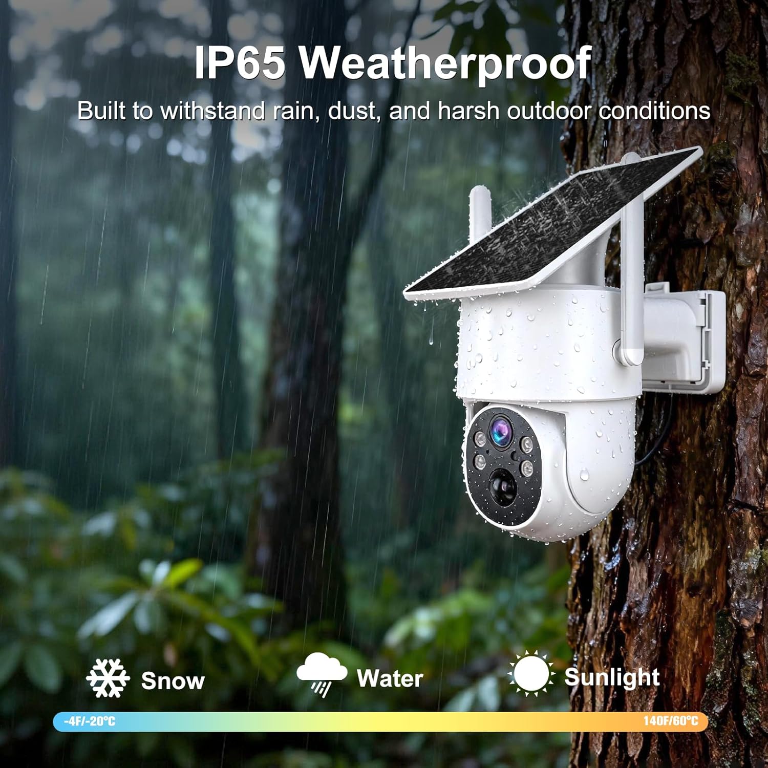 4G LTE Cellular Security Camera Outdoor Wireless, 365-Day Free Unlimited Data No WiFi Solar Powered Security Camera, 2K 360° Color Night Vision, PIR Motion Detection, 2 Way Talk, Built-in VSIM