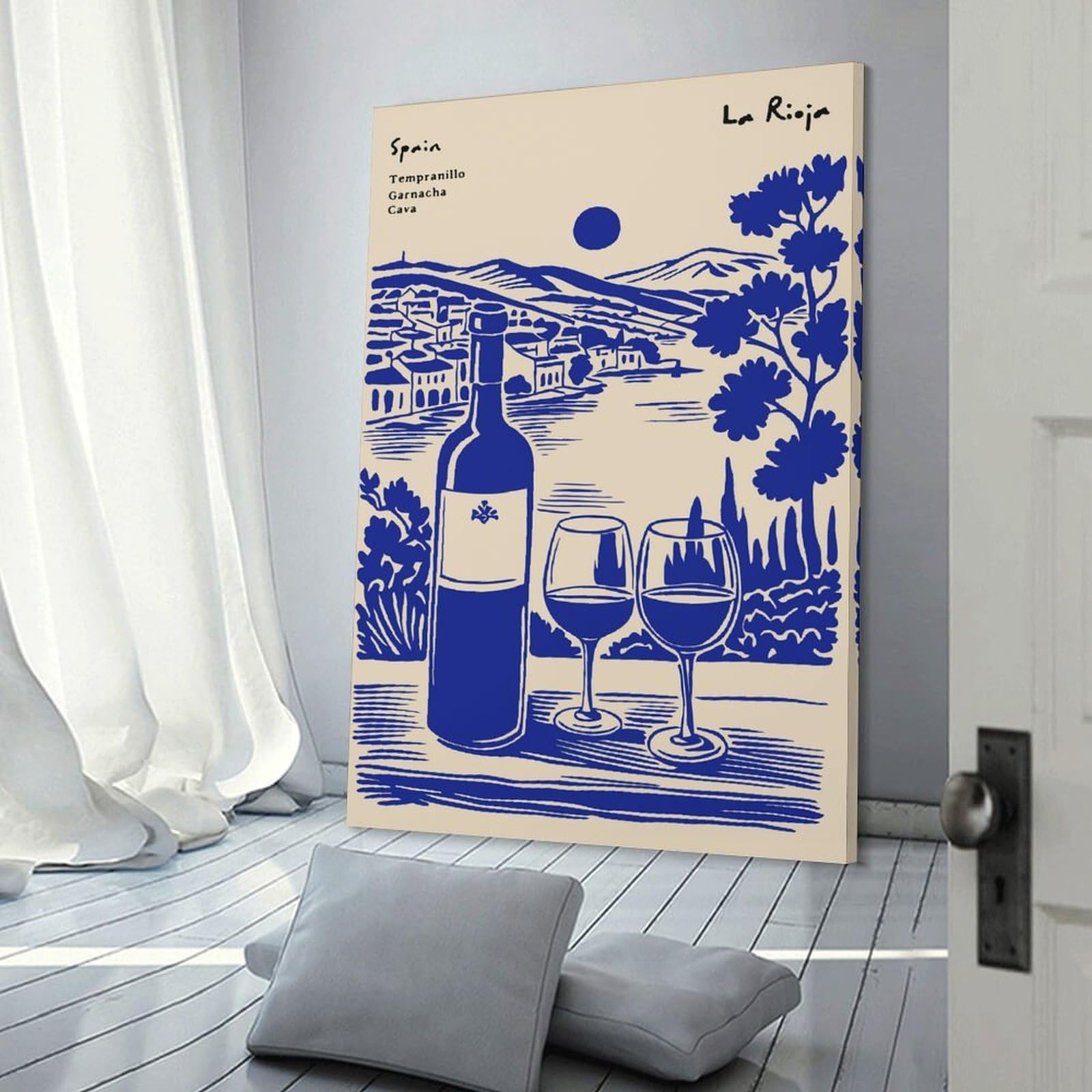 Junmoney Spain La Rioja Wine Illustration Wall Picture Print 08x12inch(20x30cm), for Apartment Walls, Studios Or Work Areas, A Simple Refresh for Blank Walls