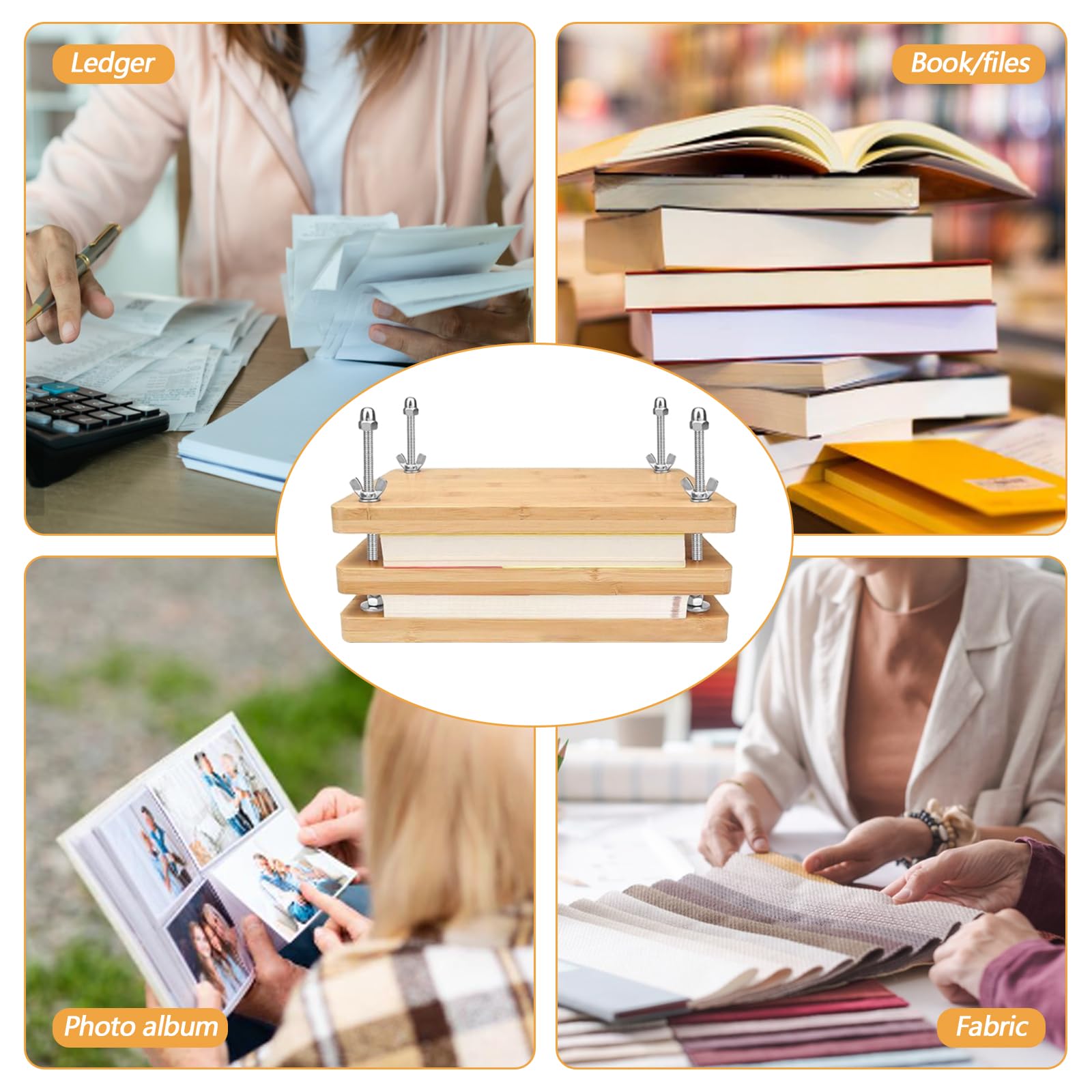 BONJUME Prensa Para Libros De Madera, 30x20cm Herramienta De Encuadernación De Libros Resistente Manual Multifuncional Accesorios Suministros De Encuadernación Para Hogar Escuela Oficina Bricolaje