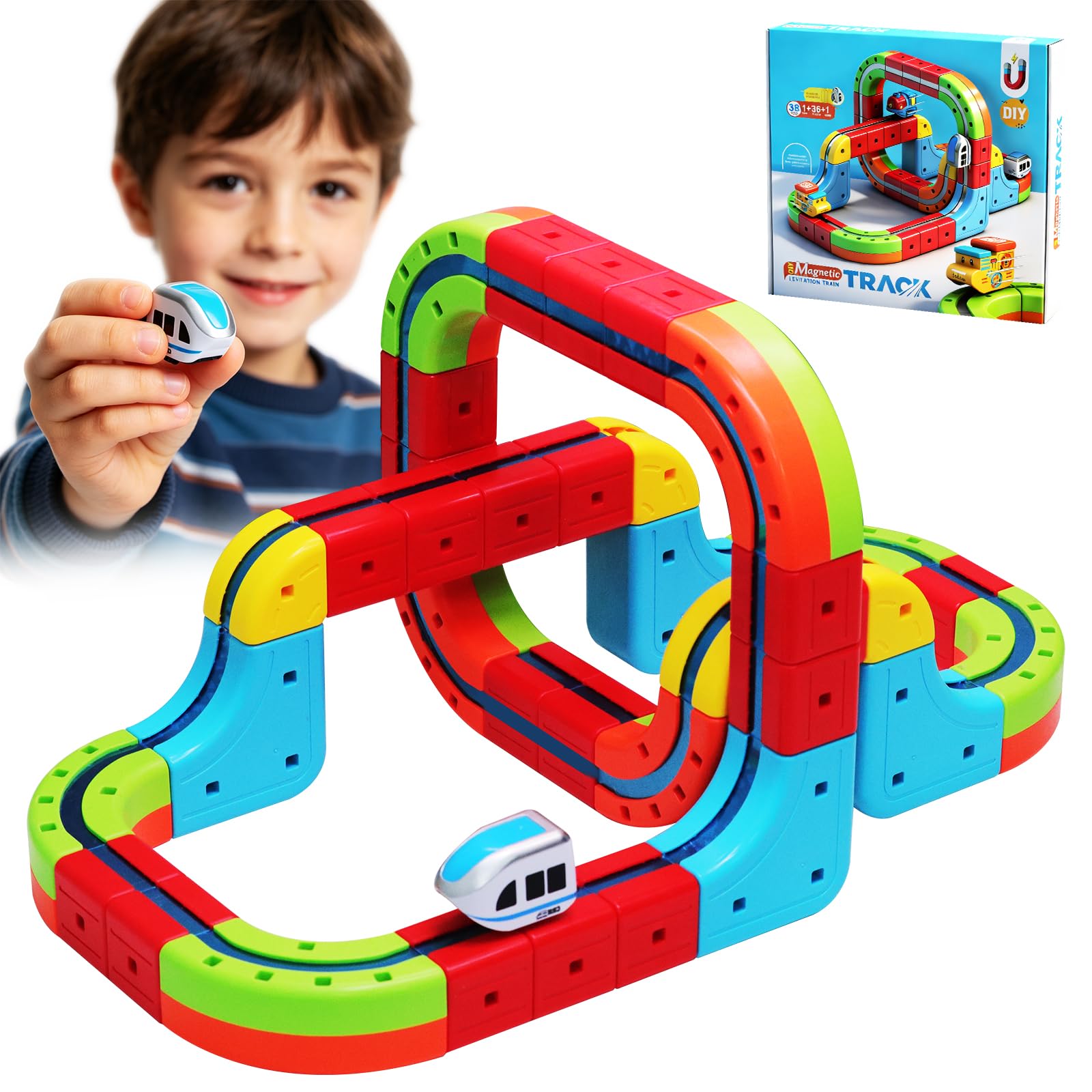 DIY Montaggio Rail Treno Elettrico,Creativo Magnete Treno per Bambini