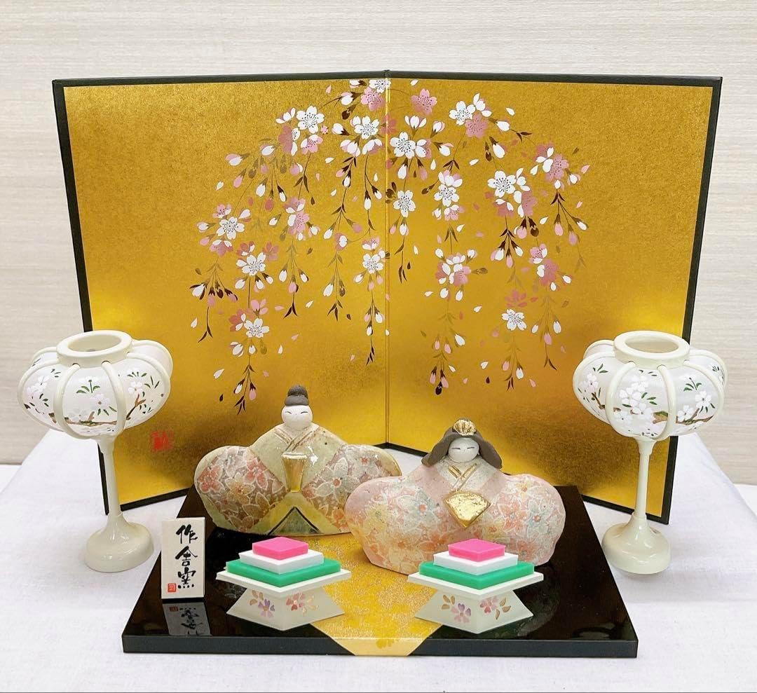 ひな人形用 木製 螺鈿雛道具 御籠・重箱・三宝×2・牛車の5点