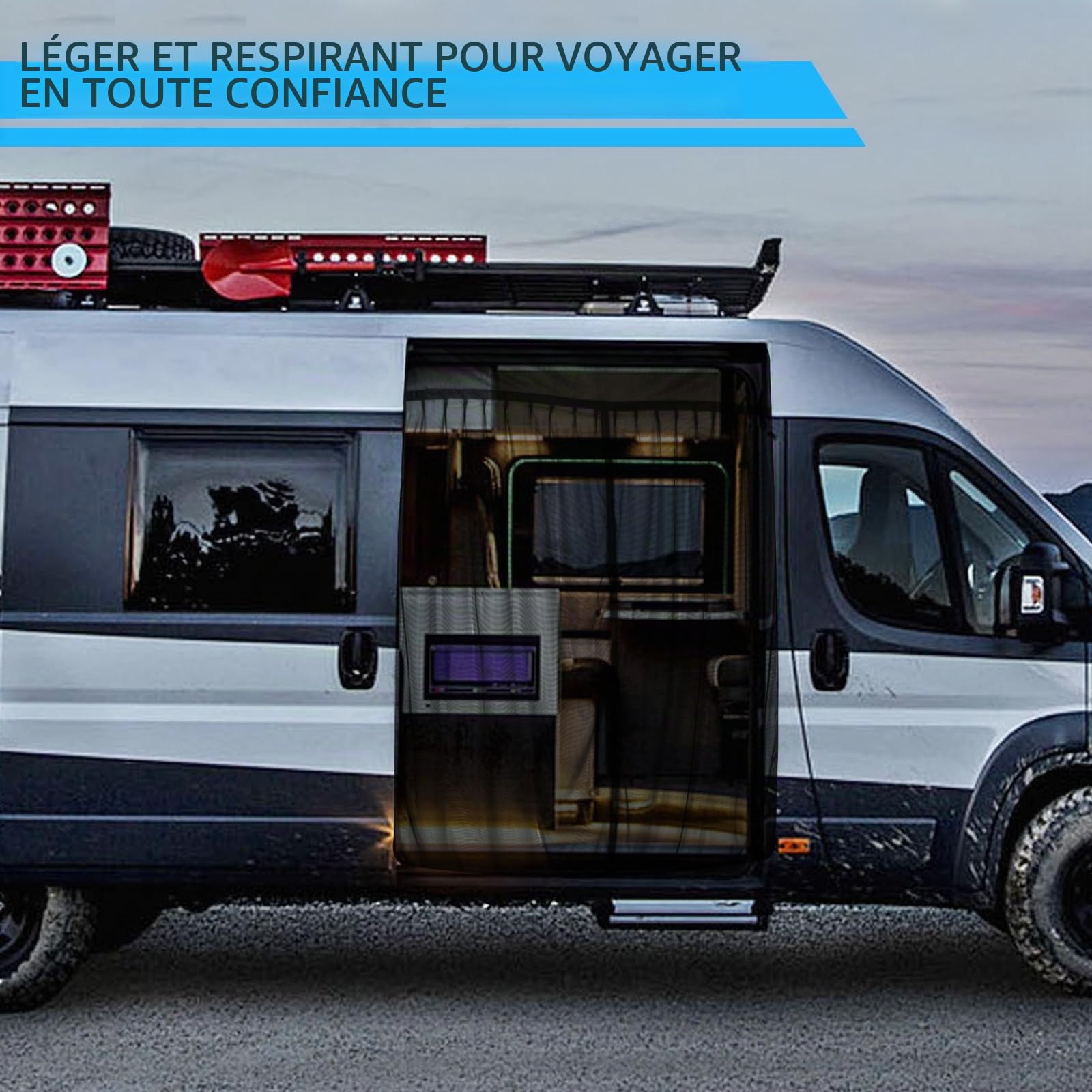 ZWPARTS Moustiquaire Magnétique Personnalisée pour Fiat Ducato/Peugeot Boxer/Citroen Relay X250/X290 H2 et L2 L3 L4 2006-2024 pour Porte Latérale, Moustiquaire pour Van pour Porte Latérale