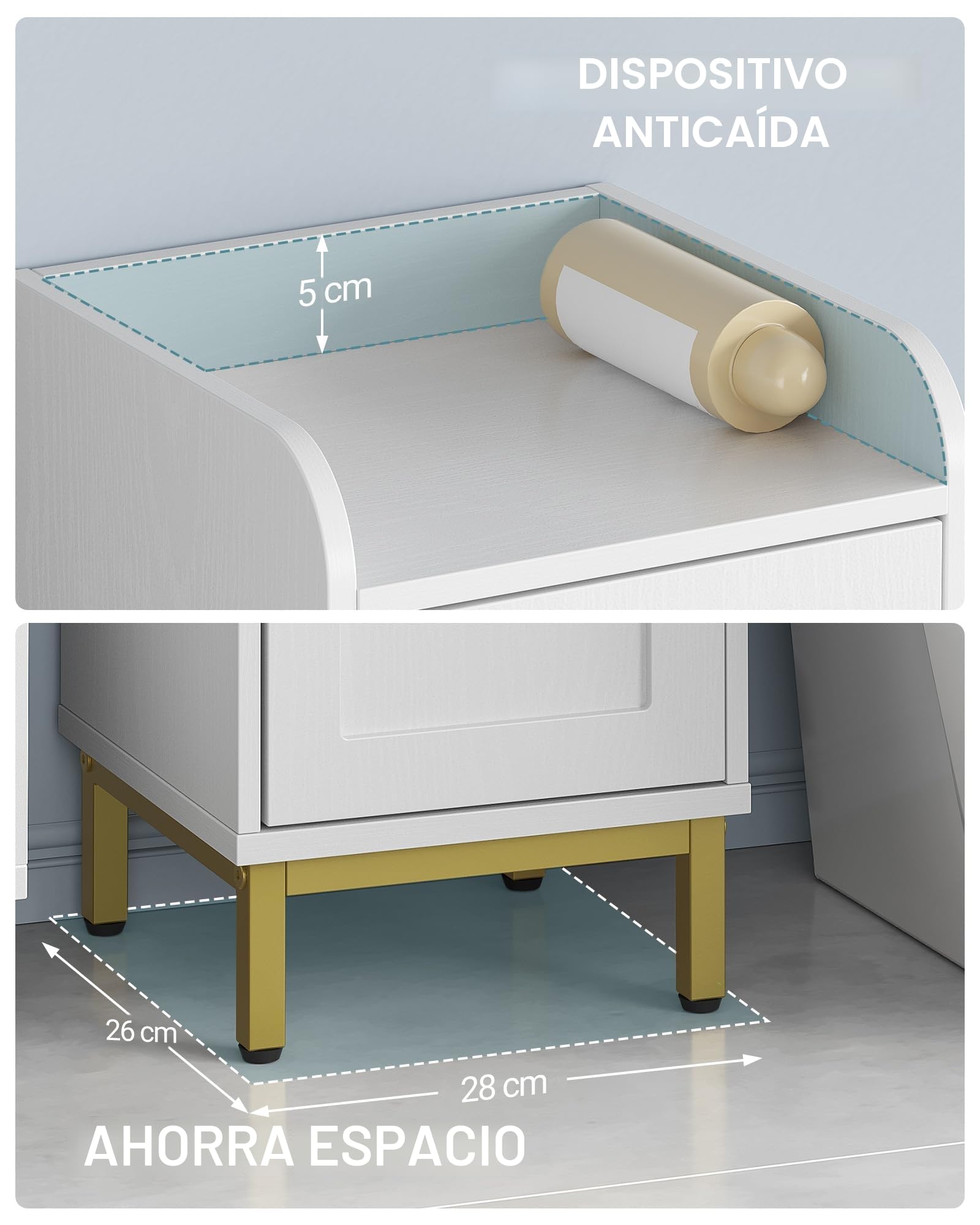Hzuaneri Mueble Columna de Baño, Armario de Almacenaje, 4 Estantes Ajustables y 4 Puertas, con Patas Ajustables, Apto para baños, Sala de Estar, 26 x 28 x 180 cm, Blanco BC43313G