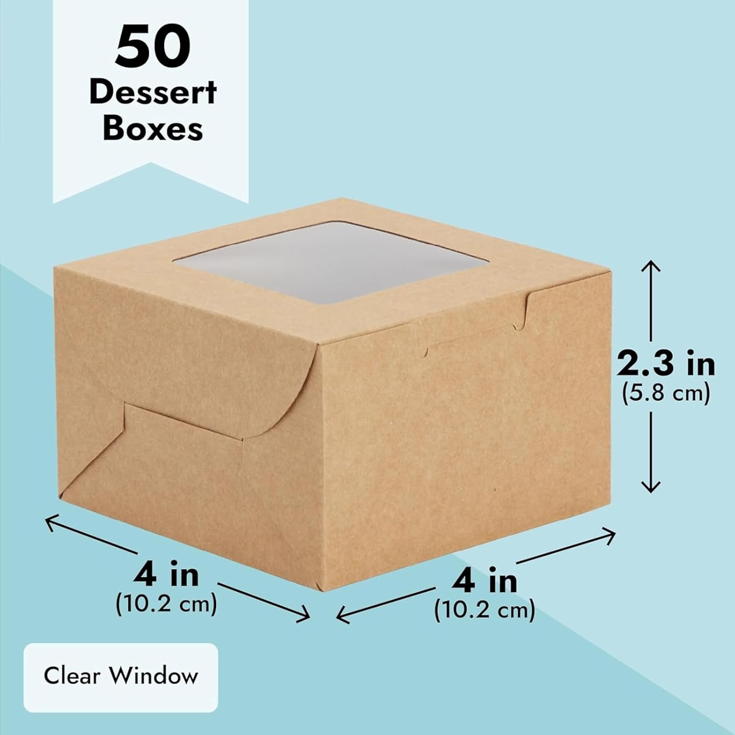 Cookie Boxes with Window -, x Brown Cardboard - Pastry Containers &