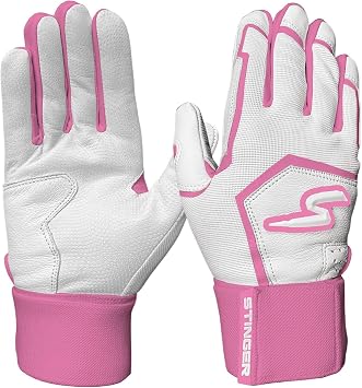 Stinger Sports Winder Series Batting Gloves - Baseball and Softball Gloves for Youth and Adults - Made with Ultra Soft, Breathable, Double-Stitched Cabretta Leather 360 Elastic Wrist wrap