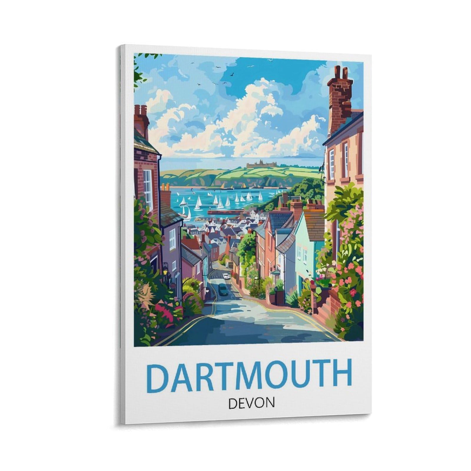 Dartmouth Devon Vintage Travel Poster Landscape 12x18inch(30x45cm) Wall Art Picture Print Canvas Art Poster Modern Family Bedroom Decor Posters