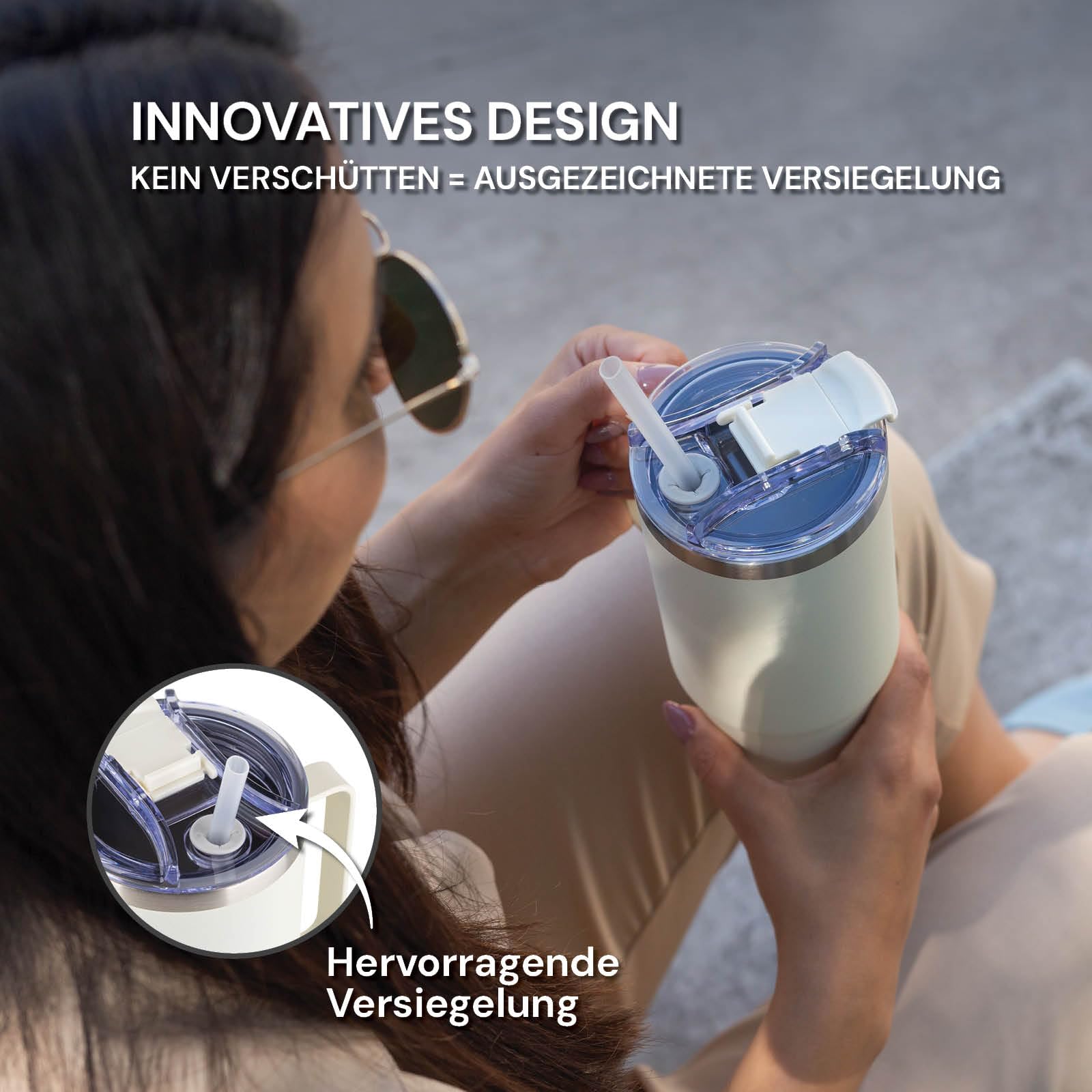 ROSMARINO MegaCup Thermosbeker, 580 ml, houdt 11 uur koud, 7 uur warm, roestvrij staal, thermobeker, koffiebeker om mee te nemen, thermosbeker, thermosbeker, isoleerbeker, thermobeker, marineblauw