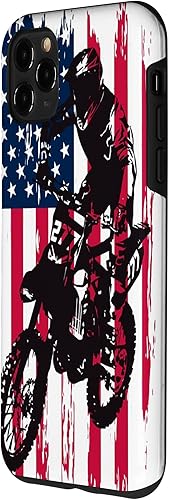 Miniatura 2 de Funda patriótica para iPhone 11 Pro Max para motocross con bandera estadounidense