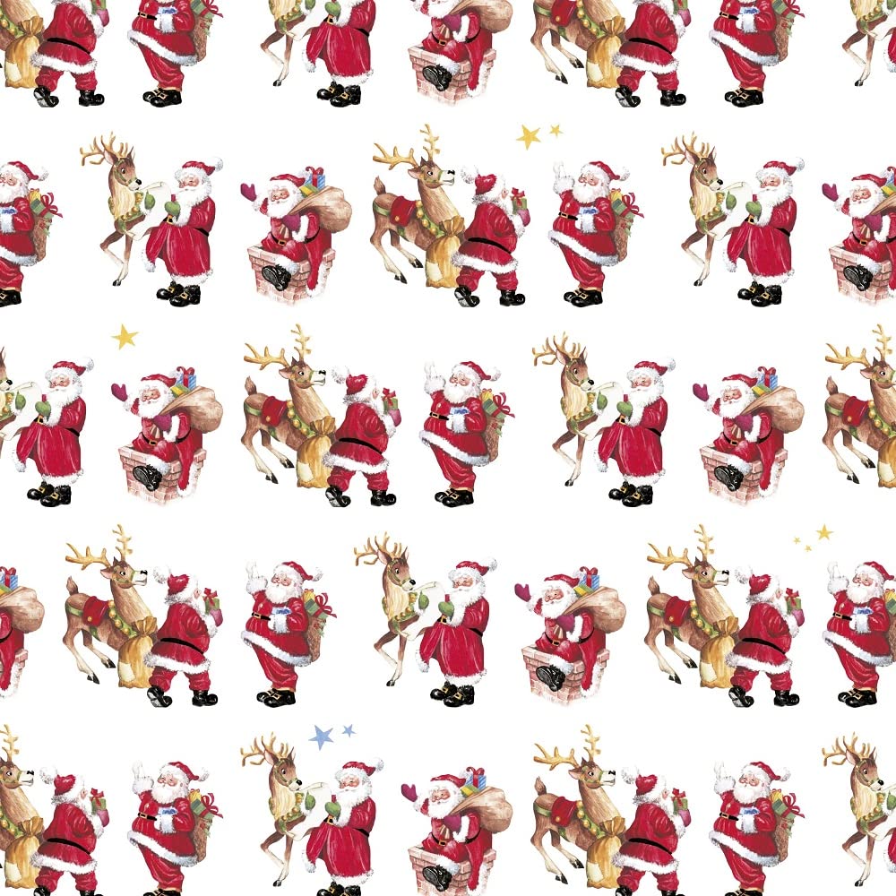 Clairefontaine 211924C - Rolle Geschenkpapier Alliance, 50m x 70cm, 60g, 1 Rolle, Santa, weihnachtsmann rot/weiß