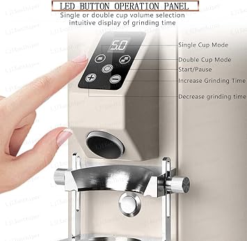 Professional Coffee Grinder with 453g Bean Hopper,9 Adjustable Settings,350W Electric Coffee Bean Grinding Machine with 64mm Stainless Steel Flat Burr,for Home and Commercial Use Beige